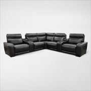 Summit Triple-Power 7-Piece Reclining Sectional with Immersive Sound and Two Consoles