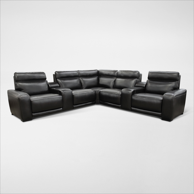 Summit Triple-Power 7-Piece Reclining Sectional with Immersive Sound and Two Consoles
