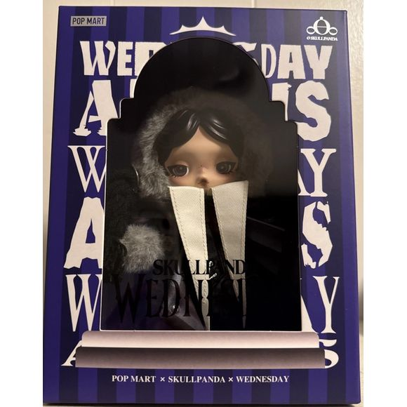 POP MART SKULLPANDA x Wednesday Nevermore Academy Plush Doll Pendant AUTHENTIC