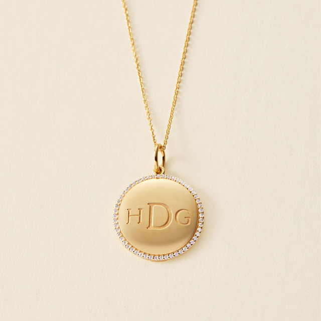 Pave Monogram Pendant Necklace