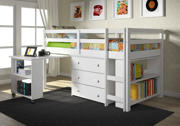 Kaycee White Twin Loft Bed with Student Desk