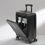 Aerolite M-Lite Smart 21” Cabin Suitcase – Silent & Smooth Hinomoto Wheels with Brake Button, Front Laptop Pocket, Durable PP Polypropylene, USB Charging, TSA Lock, 55x40x23cm