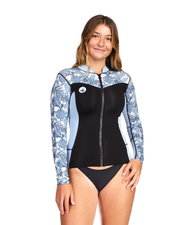 Stellar .5MM Long-Arm Front Zip Wetsuit Top  -  Blue Floral Print