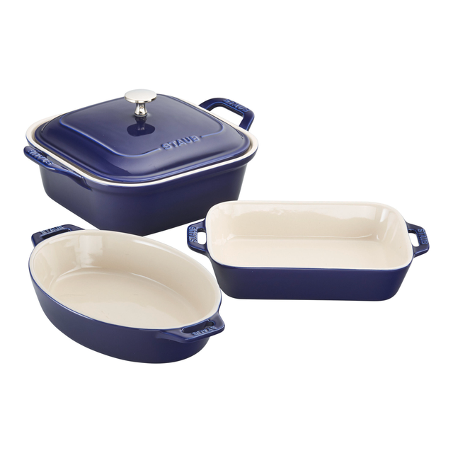 Staub Ceramic - Mixed Baking Dish Sets 4-pc, Mixed Baking Dish Set, dark blue