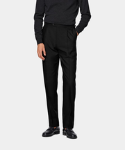Black Wide Leg Tapered Suit Pants