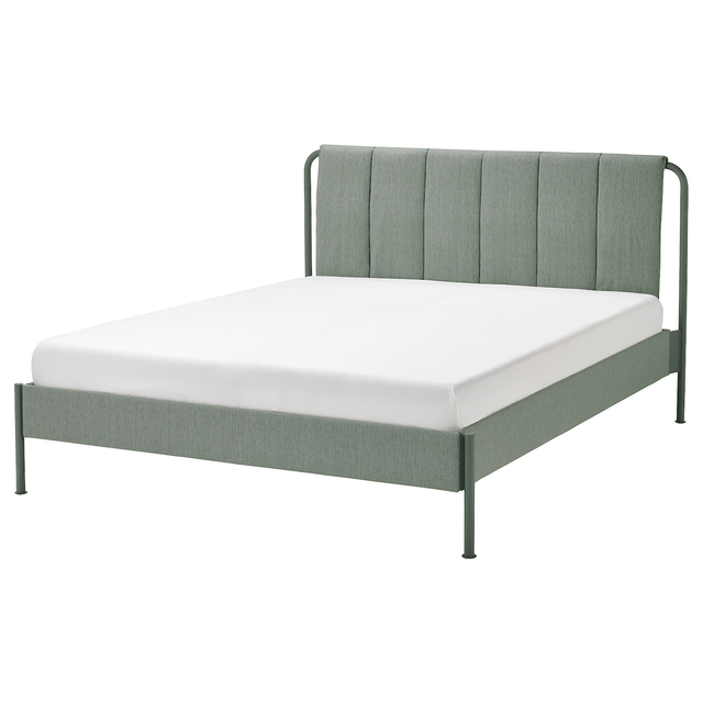 TÄLLÅSEN Upholstered bed frame - Kulsta gray-green Queen