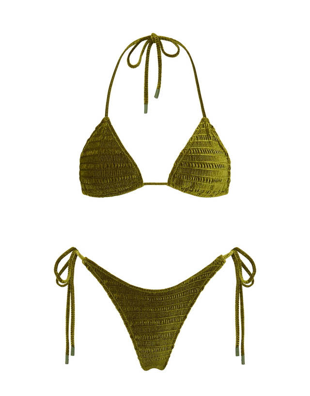 VINCA - VARO Green Velvet Triangle Bikini Set