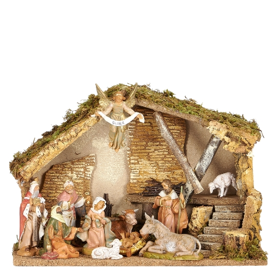 5 Inch Scale 11-PC Italian Nativity Set with Staircase Stable by Fontanini