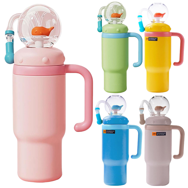 24oz Stainless Steel Whale Fountain Tumbler Perfect for Kids Teens and Adults