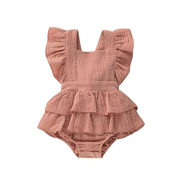 Honey Ruffle Romper - Coffee