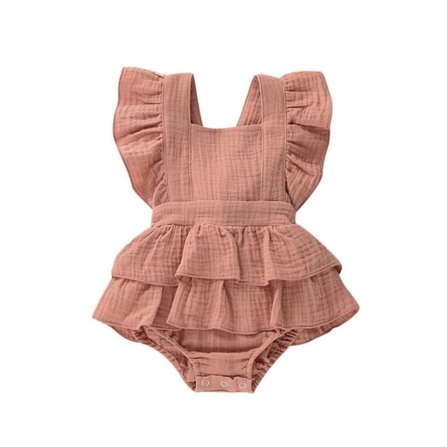 Honey Ruffle Romper - Coffee