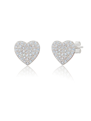 Pave Heart Earrings Finished in Platinum