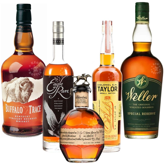 Blanton's, E.H. Taylor, Eagle Rare, Buffalo Trace, & W.L. Weller Special Reserve Premium Collection Bundle (5x750 ml