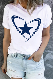 Star Round Neck Shift Casual T-Shirts