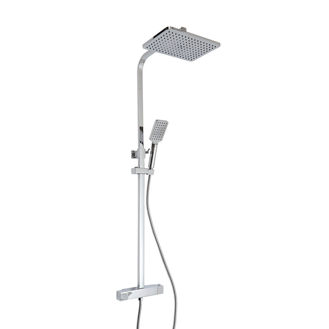 Milano Arvel - Modern Thermostatic Bar Shower Valve with Square Shower Head and Hand Shower - Choice of Finish