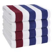 American Soft Linen, Premium Cotton 4 Pack Beach Towels, 30" x 60" Cabana Striped Pool Towels
