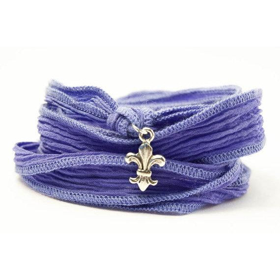 Fleur de Lis Bracelet, Silk Wrap Jewelry