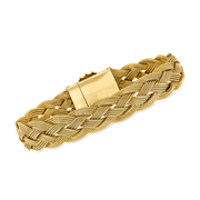 C. 1930 Vintage 14kt Yellow Gold Woven Bracelet with Single .10 Carat Diamond. 7.25"