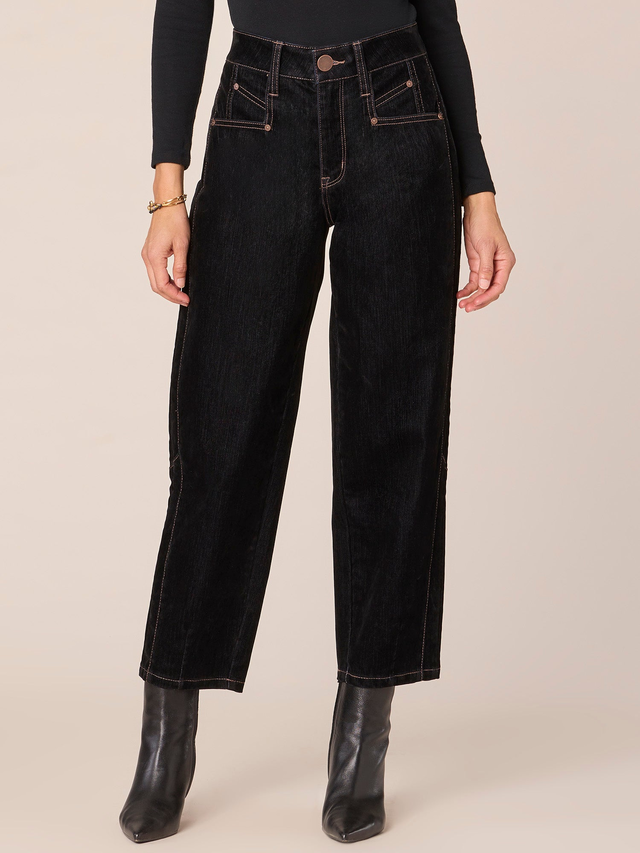 "Ab"solution Skyrise Spliced Side Panel Barrel Leg Jeans