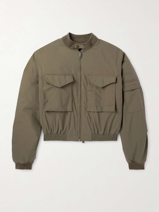 Cotton-Blend Shell Bomber Jacket - green - One Size