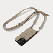 Hailey Side Slot Leather Crossbody Bandolier - Greige/Silver