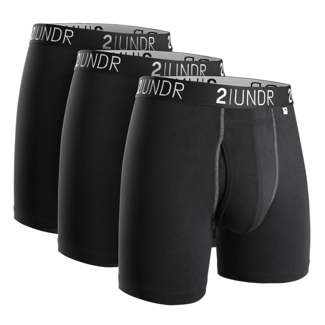Swing Shift 6" Boxer Brief - 3 Pack Boxset - Black