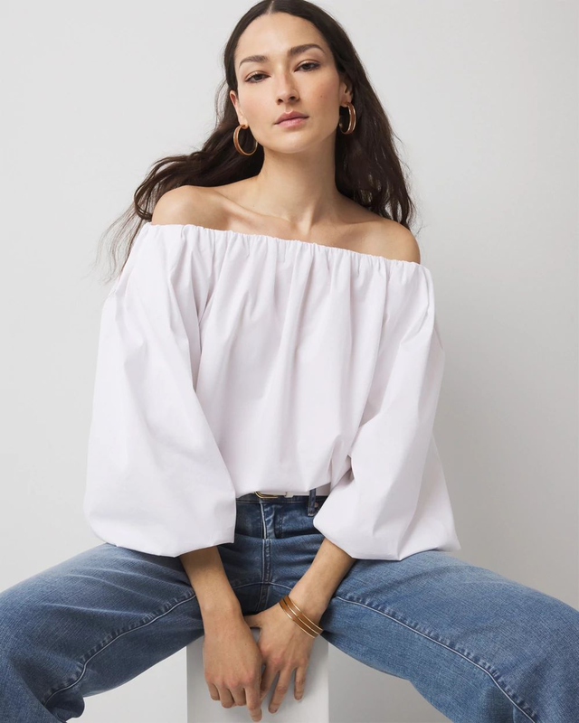 Off-the-Shoulder Drama Sleeve Blouse