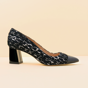 [NEW Limited Edition FW'25] Black Fancy Tweed Cap Toe Lower Block Heel Pump
