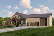 Plan 135173GRA: 4-Bed Farmhouse-Inspired Barndominium with Drive-Through RV Bay