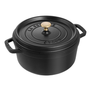 Staub Cast Iron - Round Cocottes 7 qt, Round, Cocotte, Black Matte