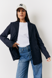 Pinstripe Relaxed Blazer
