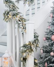 Pre-Lit Snow-Flocked Fir Garland, 18 ft