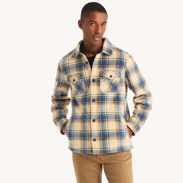 Big & Tall Plaid Faux Shearling Shirt