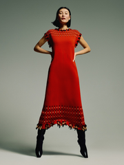 Fringe Texture Knit Dress | Orange