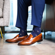 Navy & Blush Pink Flowers - A Navy Sock with Blush Pink Flowers