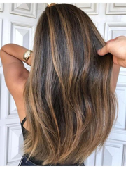 Remy Ombre Brown Highlights Natural Glueless Human Wigs Lace Front Wigs 360 Lace Wigs