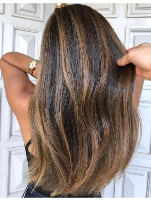 Remy Ombre Brown Highlights Natural Glueless Human Wigs Lace Front Wigs 360 Lace Wigs