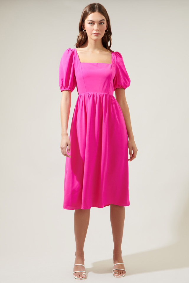 Yvonne Puff Sleeve Midi Dress