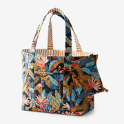Quilted Tote Bag - Flamingo Palm