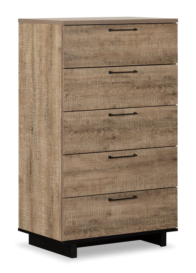 Everley Bedroom Chest of Drawers, 5-Drawer, 29"W x 49"H- Brown | Commode verticale Everley de 29 po (L) x 49 po (H) à 5 tiroirs pour la chambre à coucher - brune
