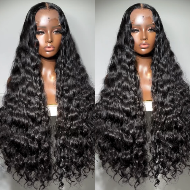 Luxury custom wigs Loose Wave Glueless Lace Wigs Virgin Human Hair 300% Density Transparent Lace Front Wig Super Double Drawn Level - Amanda Hair