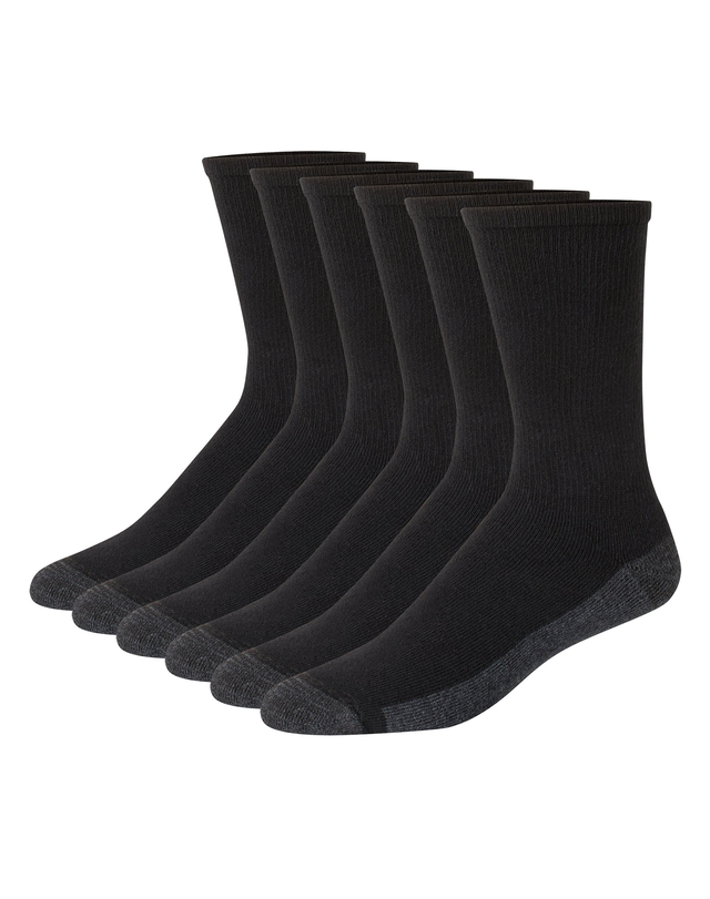 Hanes Double Tough Men's Crew Socks, Max Cushion, 6-Pairs