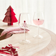 Christmas Pink Tree Wine Glass Pack of 2