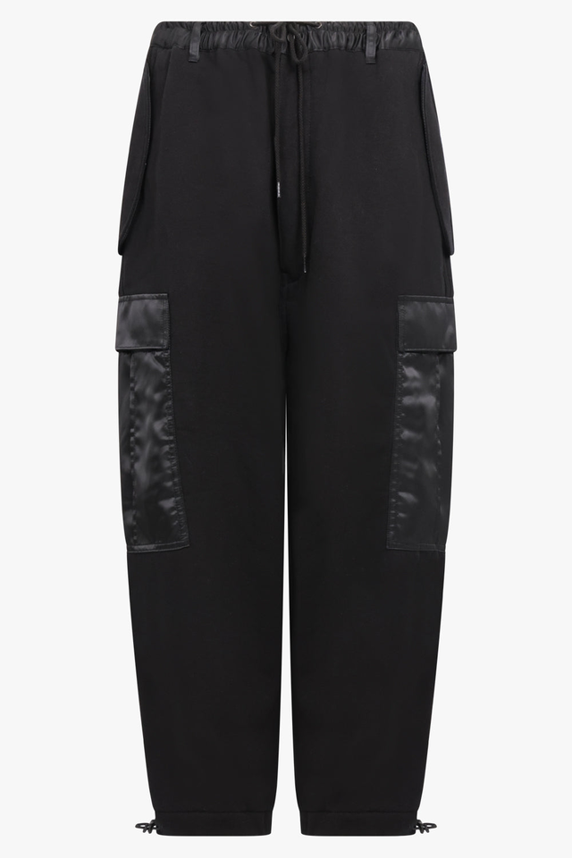 Cotton Terrycloth with Nylon Twill Pants | Black