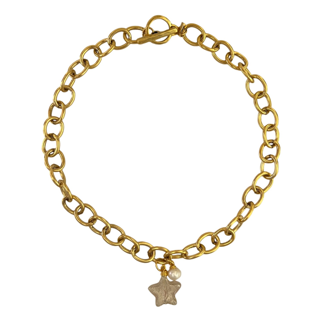 Lille Glass Star Necklace- Pinky White by sccollection