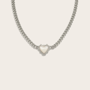 Mother of Pearl Heart Cuban Necklace