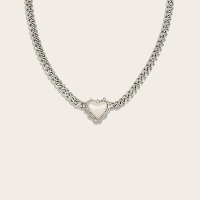Mother of Pearl Heart Cuban Necklace