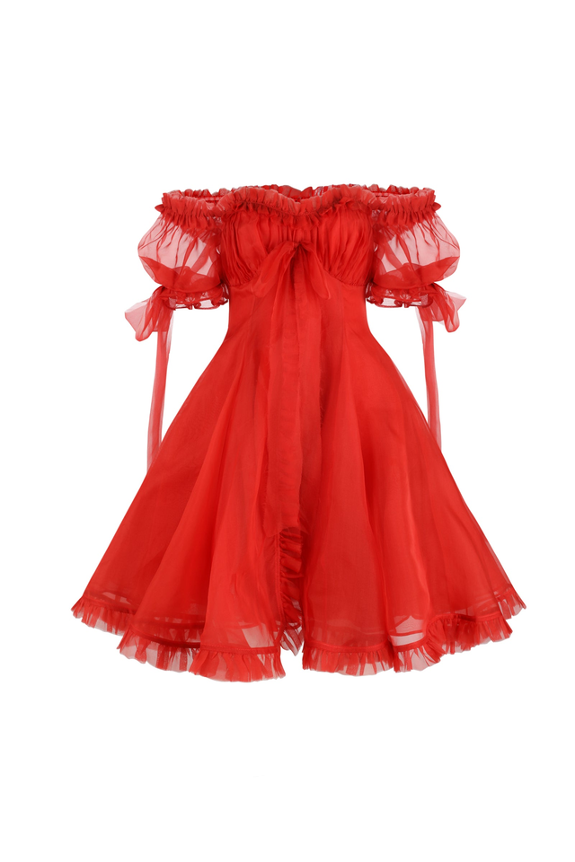 The Revolt Red Silk Organza Tulum Dress