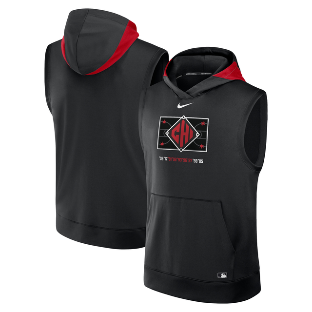 Men's Chicago White Sox Nike Black/Red 2025 City Connect Authentic Collection Performance Sleeveless Pullover Hoodie