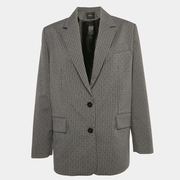 Maje Grey Pinstriped Rhinestone Embellished Blazer S